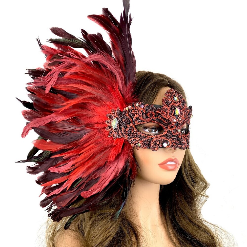 Women Costume Venetian mask Feather Masquerade Party Masks